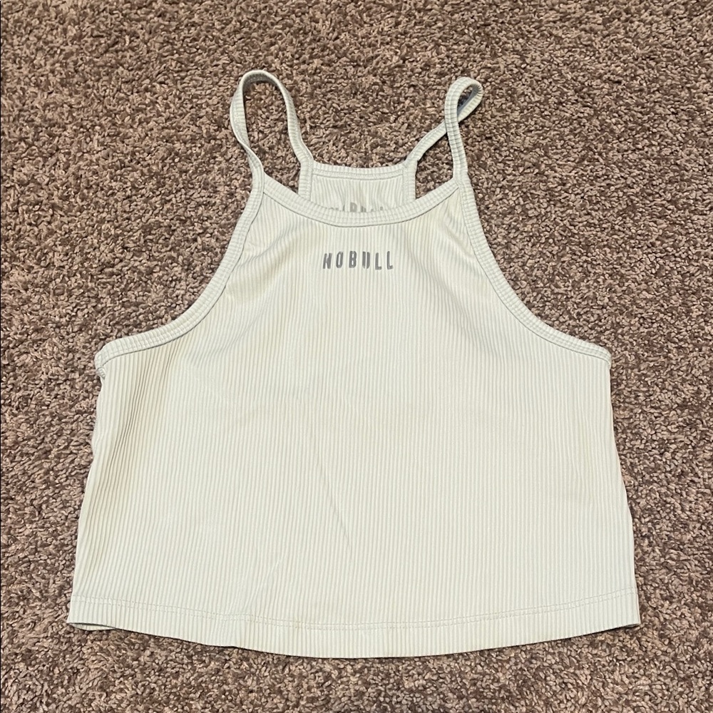 Nobull Ice Blue Ribbed Crop Top - M